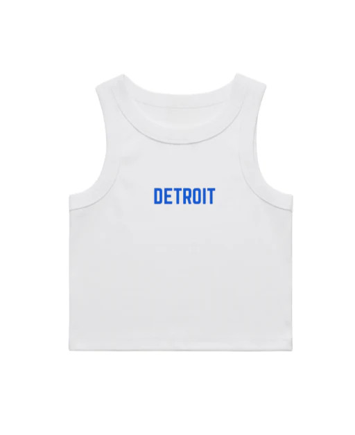 Detroit CROPPED White & Blue Tank | Kiloh + Co.