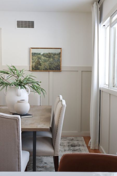 Dining room, target framed art,
Home decor, dining table, large ceramic vase  

#LTKunder50 #LTKhome #LTKstyletip