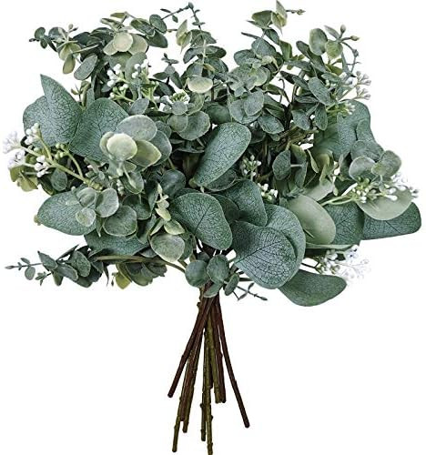 Mixed Eucalyptus Leaves Stems Bulk Artificial Silver Dollar Eucalyptus Leaves Picks and Faux Euca... | Amazon (US)