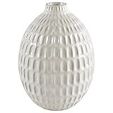 Amazon Brand – Stone & Beam Modern Oval Pattern Decorative Stoneware Vase, 8.75 Inch Height, Off-Whi | Amazon (US)
