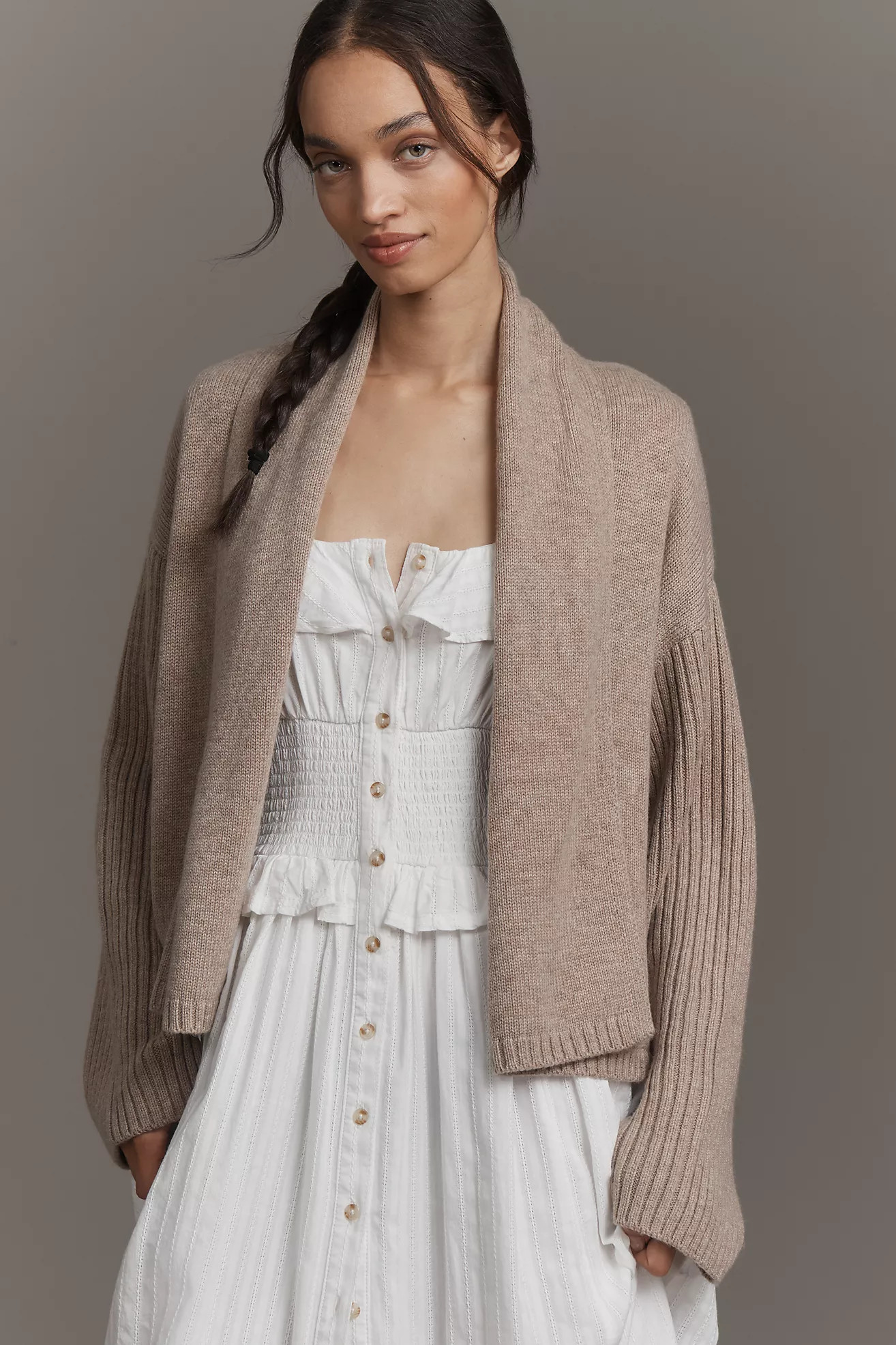 Flat White Mariel Cashmere-Blend Cardigan Sweater | Anthropologie (US)