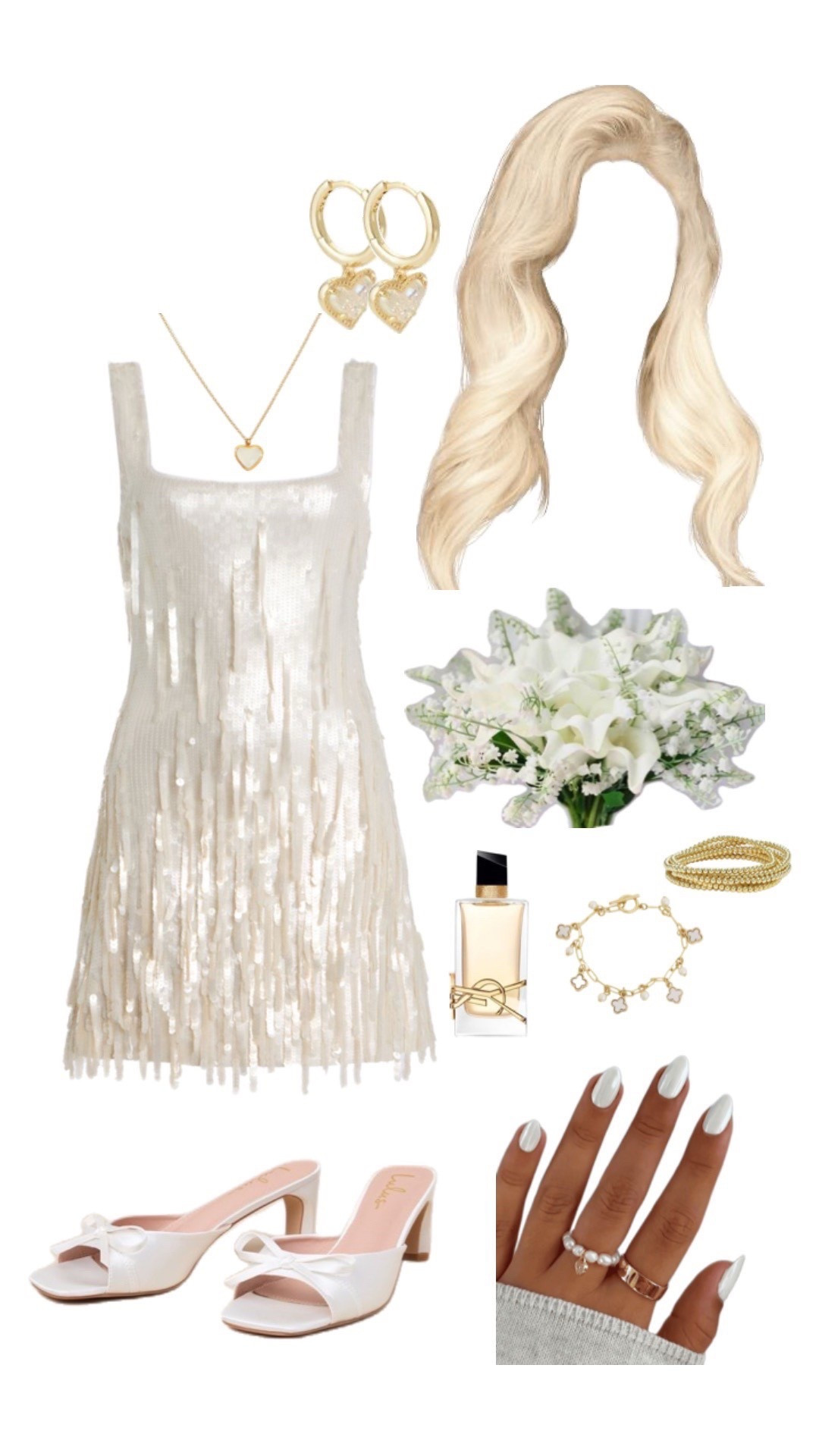 ✨White hot + sparkling chic✨ This fringe sequin mini is perfect for homecoming, a night out, or even bachelorette vibes. Styled with gold jewelry, bow heels, soft waves, and matching nails—it’s giving classy + glam all in one 🤍 #LTKStyle #LTKHomecoming

white fringe dress, sequin mini dress, homecoming dress inspo, hoco dress ideas, sparkly white dress, bachelorette outfit inspo, bridal party look, wedding guest outfit inspo, classy night out outfit, white bow heels, gold jewelry inspo, heart necklace, heart hoop earrings, glam hairstyle inspo, white nail inspo, girly glam style

#LTKStyleTip #LTKWedding #LTKParties