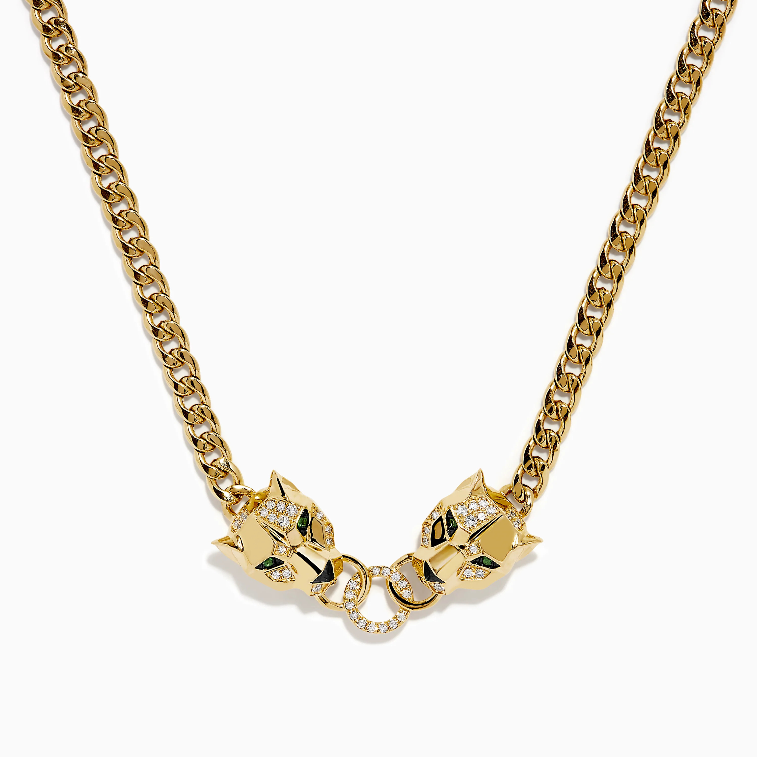 Signature 14K Yellow Gold Diamond and Tsavorite Panther Necklace | Effy Jewelry