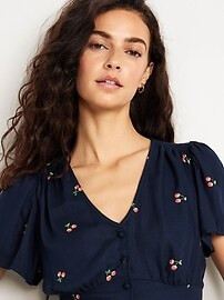 V-Neck Button-Down Crepe Top | Old Navy (US)