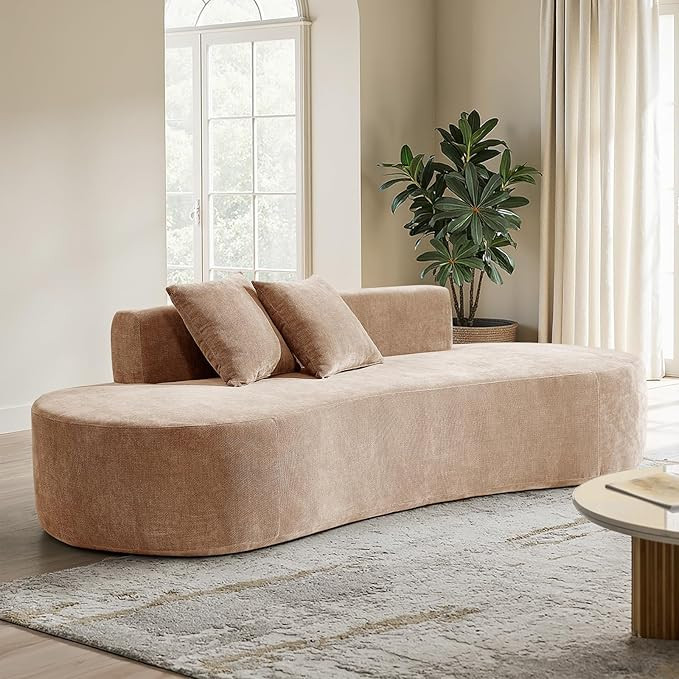 HULALA HOME 94.5" Curved Boneless Couch with Two Pillows, Oversized 3 Seater Compressed Foam Sofa... | Amazon (US)