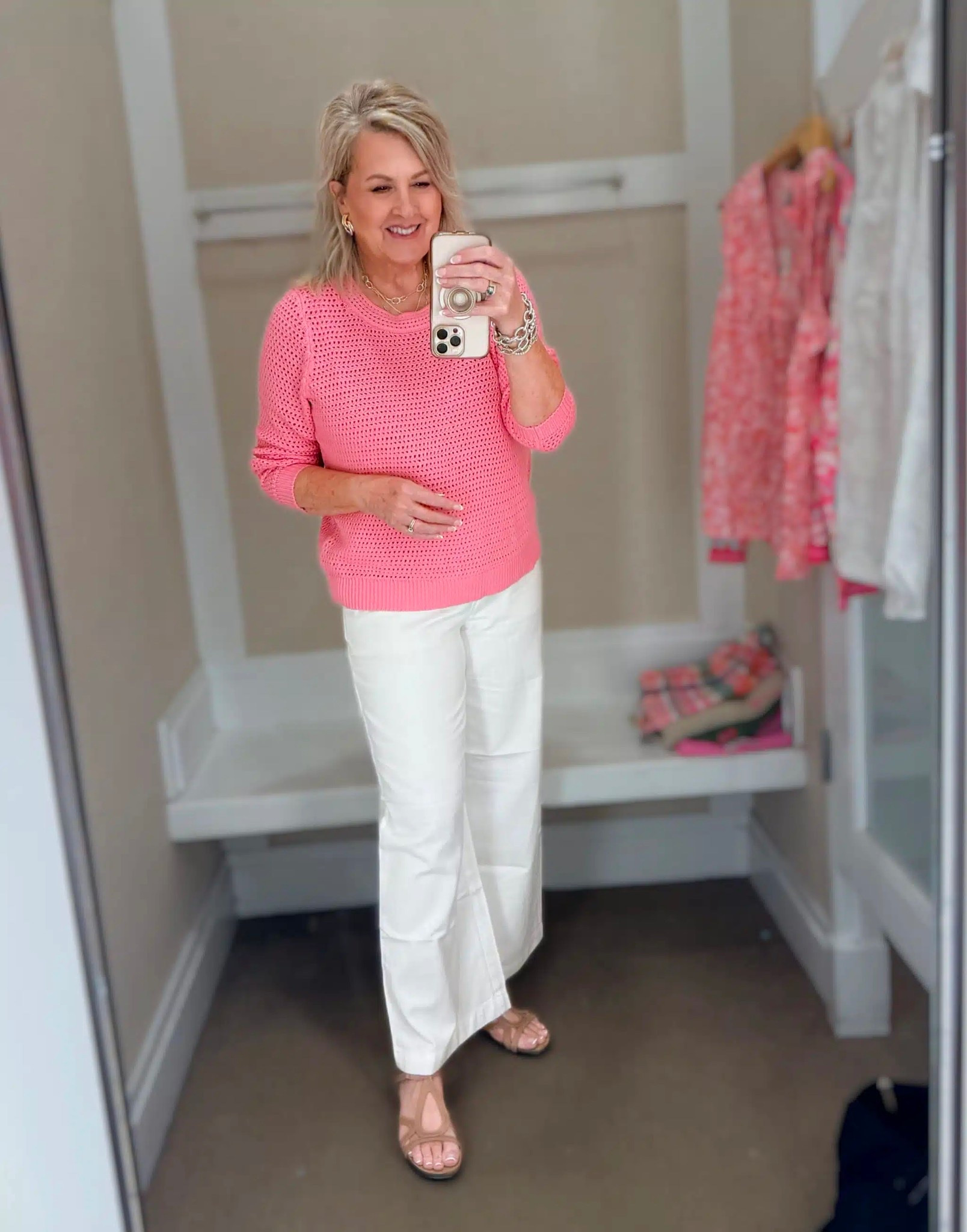 Talbots try on! My sweater and ribbed tank are both a size large. My white jeans are a size 8. 

#LTKWorkwear #LTKootd #LTKOver40