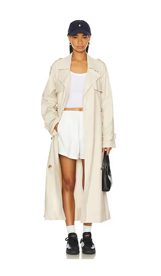 x Maggie MacDonald Leah Trench Coat in Almond Cream | Revolve Clothing (Global)