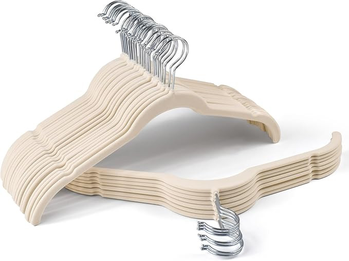 Premium Velvet Shirt Hangers 30 Pack, Non-Slip 360° Swivel Hook Slim Flocked Coat Hanger, Space ... | Amazon (US)