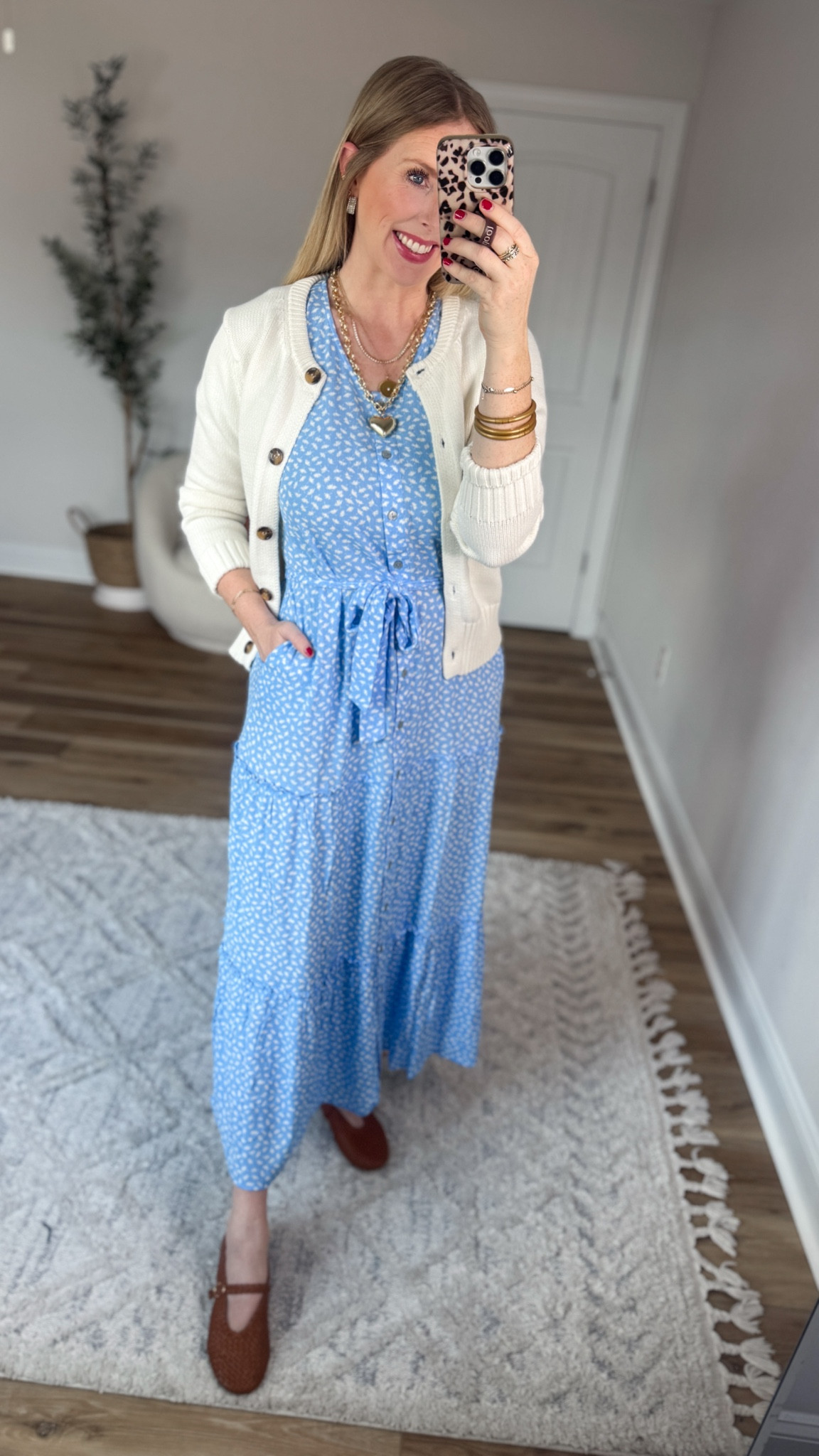 Daily try on, Walmart outfit, Walmart fashion, Walmart try on, midi dress, white cardigan 

Small in both 

#LTKootd #LTKgrwm #LTKWorkwear