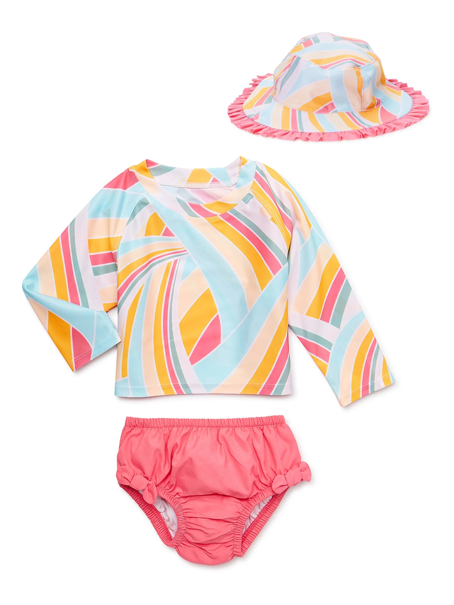 Wonder Nation Baby Girls Rash Guard and Diaper Cover, 2-Piece, Sizes 0-12M | Walmart (US)
