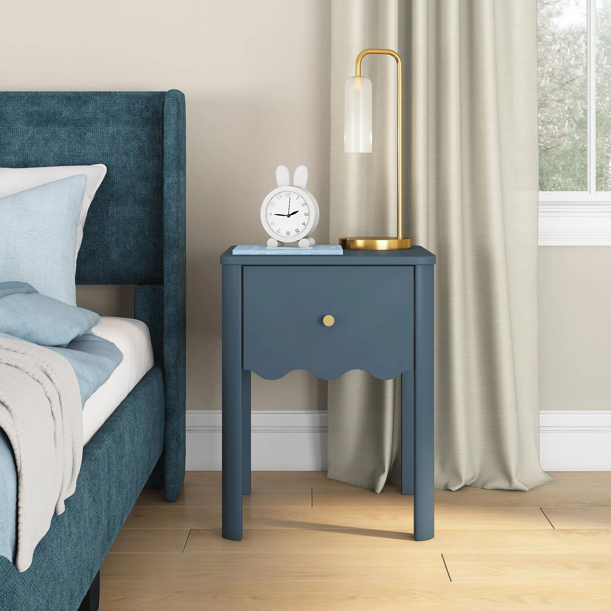 Viv + Rae™ Lathem 1 Drawer 18 in. Wide Nightstand with Wave Detail | Wayfair | Wayfair North America