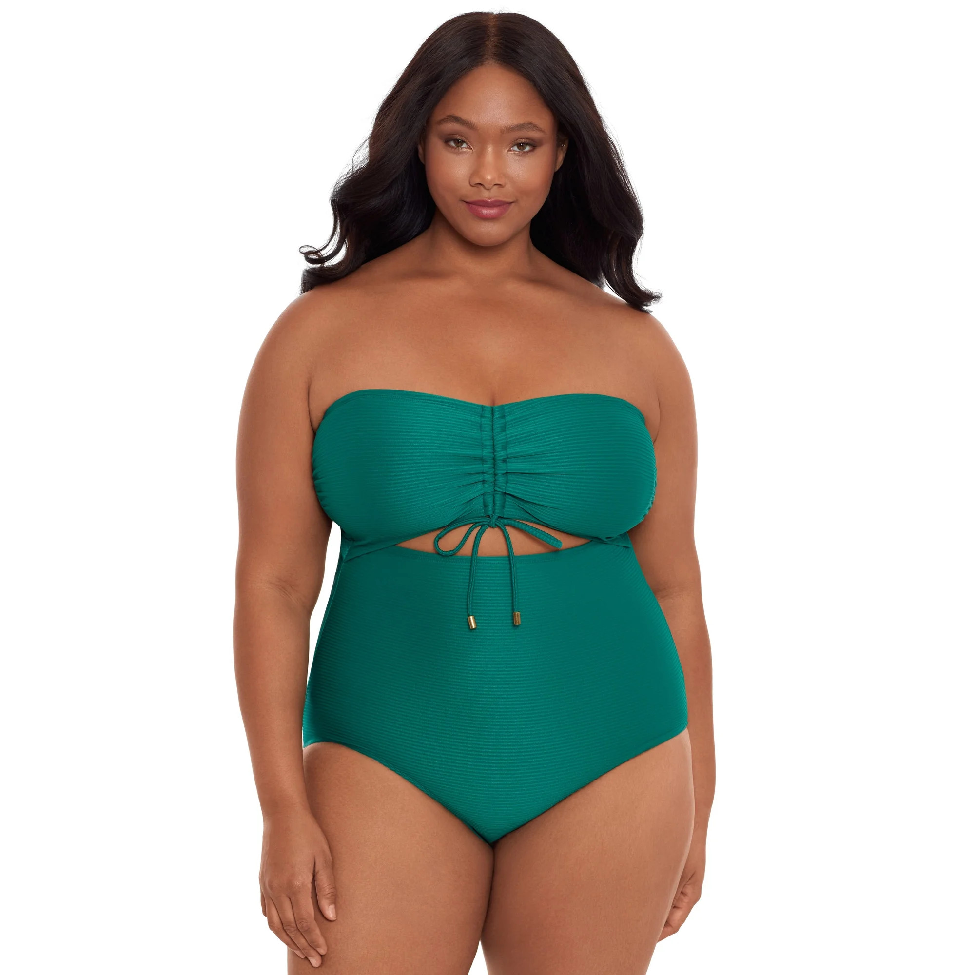 Time and Tru Women's and Women’s Plus Size Ribbed Cutout One Piece Swimsuit - Walmart.com | Walmart (US)
