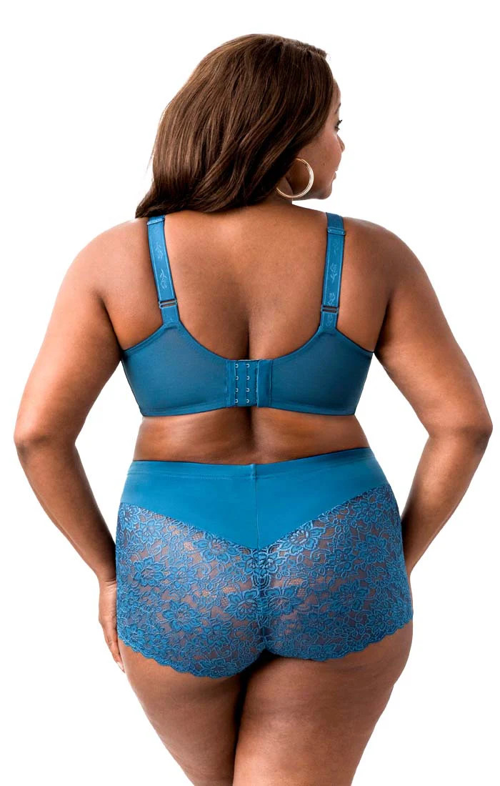 Elila Women’s Plus Size Lacey Curves Cheeky Panty, Style 3311 Teal | She's Got Curves