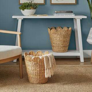 Scalloped Bulrush Storage Baskets (Set of 2) | The Home Depot