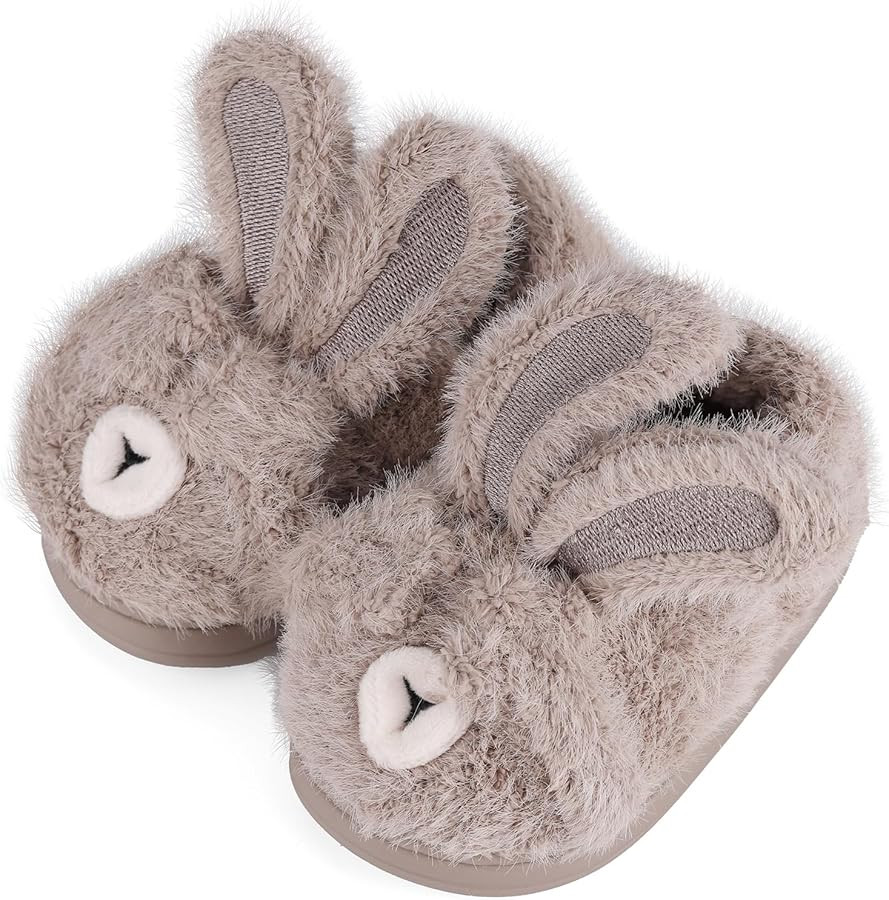 ESTAMICO Girls Cute Slippers with Memory Foam Kids Plush Warm Winter House Shoes | Amazon (US)