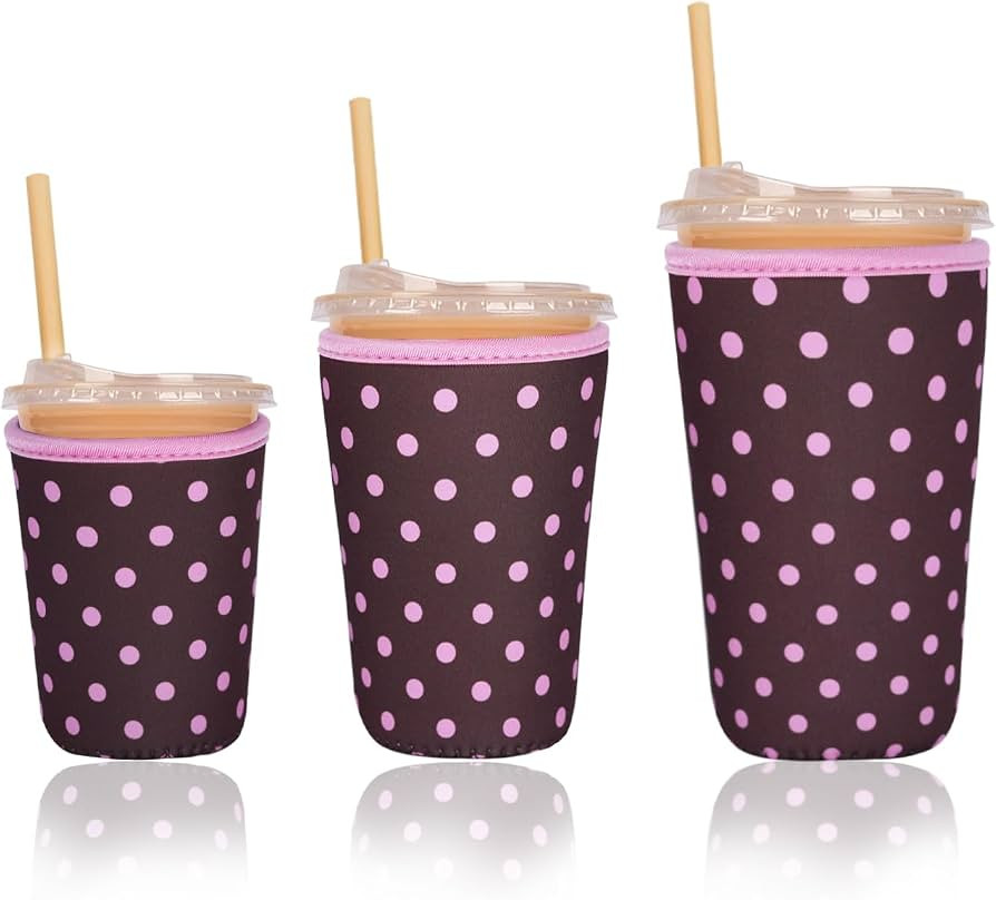 Reusable Insulated Sleeve for Iced Coffee Cup, 3-Pack Coffee Neoprene Drink Sleeve for Cold & Hot... | Amazon (US)