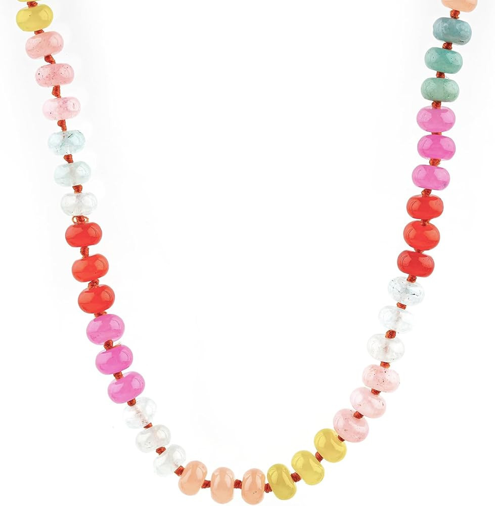 8mm Natural Gemstone Beads, Pastel Multi-Color Rondelle Beaded Necklace – 18 Inch Hypoallergeni... | Amazon (US)