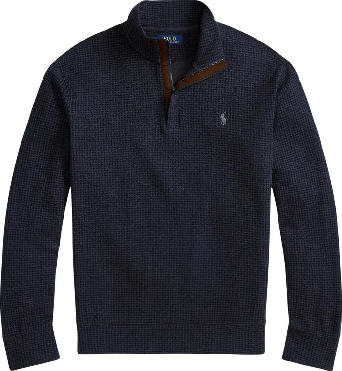 Houndstooth Luxury Cotton Blend Quarter Zip Pullover | Nordstrom
