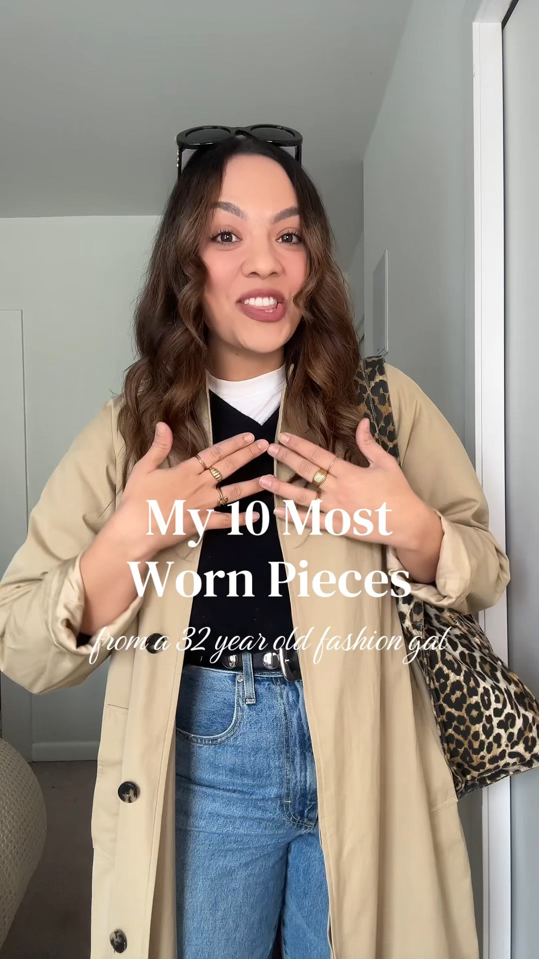 The 10 most worn items in my closet!
1. A trench coat: Aritzia Regent, trenchcoat, I have a size medium. In a light, beige color, lined, and a great layering piece.
2. Quince black studded belt. Perfect for adding extra detail and interest to an outfit.
3. Ganni leopard print tote bag. A great way to add texture and colour to a basic outfit. 
4. Aritzia black wool coat with scarf. A great piece to elevate any outside outfit, and you can remove the scarf if you like. I have a medium.
5. Aritzia slouch coat in cognac. A slightly oversized coat, I have a size medium.
6. Reformation Jo sweater in tan. Long oversized sweater that is just the perfect cut, I have a size large.
7. Aritzia lodge pants. A pull on pair of black pants with a tie at the front, you don’t have to iron. These, they are super easy to wear to work. I have a size medium.
8. Gap low rise loose jeans in indigo, I have a size 10. A perfect everyday jean. 
9. Aritzia black oversize blazer. A great way to elevate any outfit, I have a size 10.
10. Aritzia effortless pants. A high-rise pair of tailored trousers, I have a size 10. My favourite pair of trousers I wear them all the time!


#LTKcanada #LTKstyletip #LTKwinter