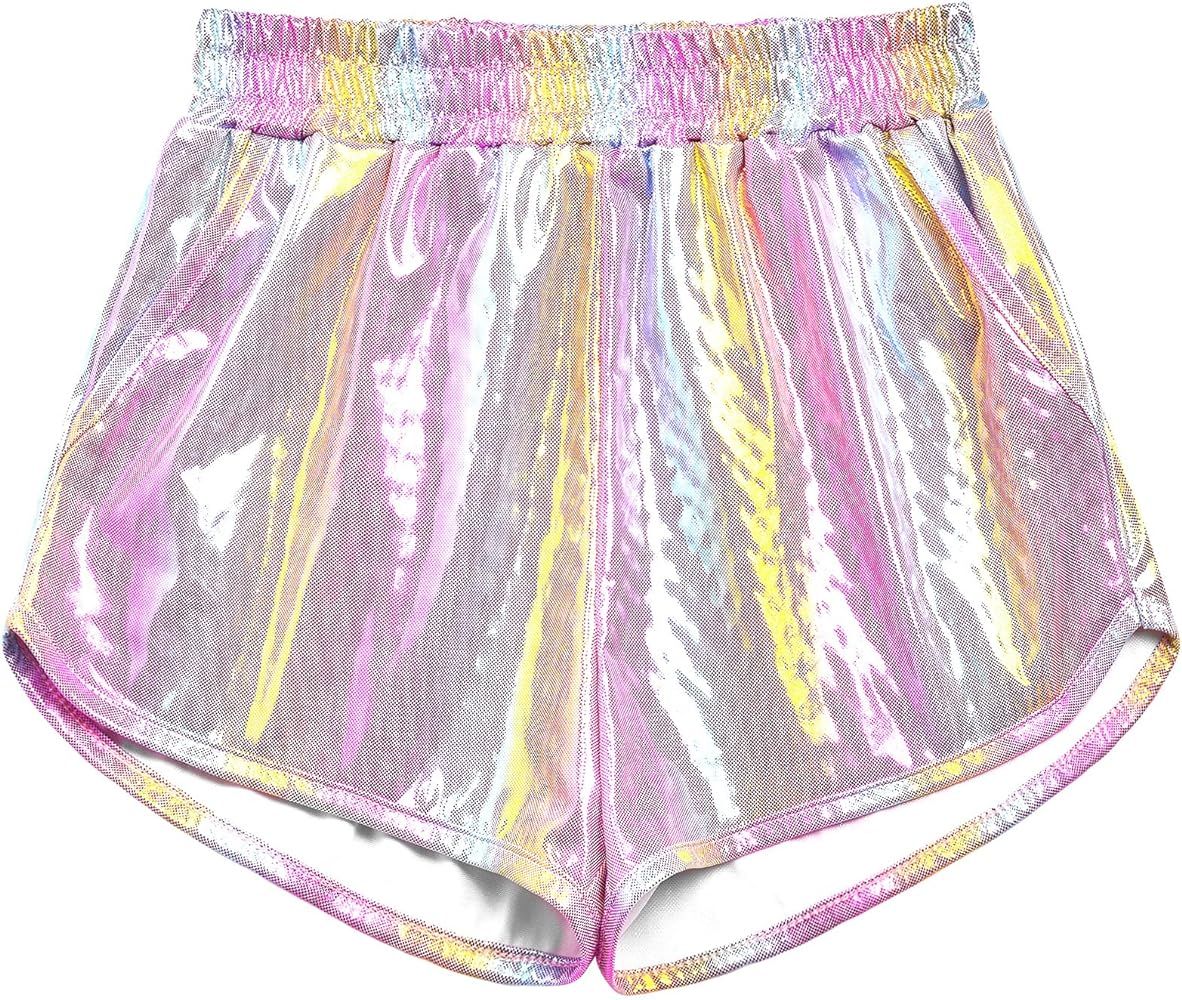 Mirawise Girls Metallic Shorts Shiny Hot Pants Sparkly Dance Outfits Short Pants | Amazon (US)