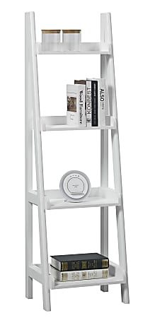 Realspace 60 H 4 Shelf Narrow Ladder Bookcase White - Office Depot | Office Depot and OfficeMax 