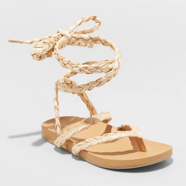 Women's Ria Raffia Lace-Up Sandals - Universal Thread™ | Target