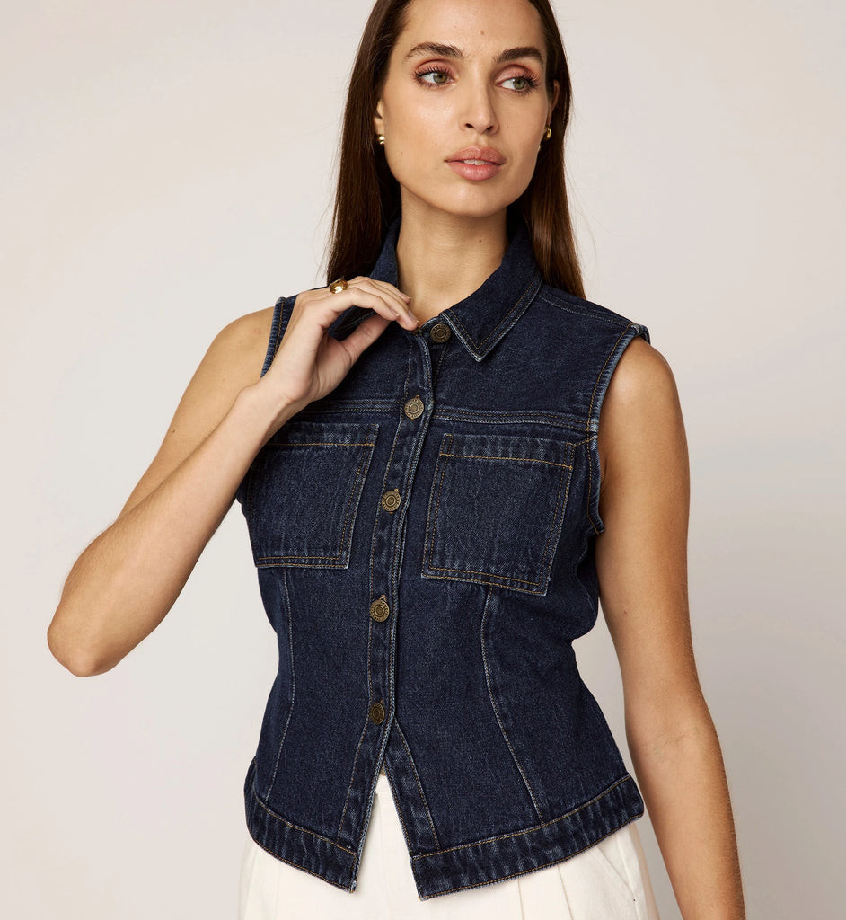 Franka Vest | Dark Denim | Cleobella