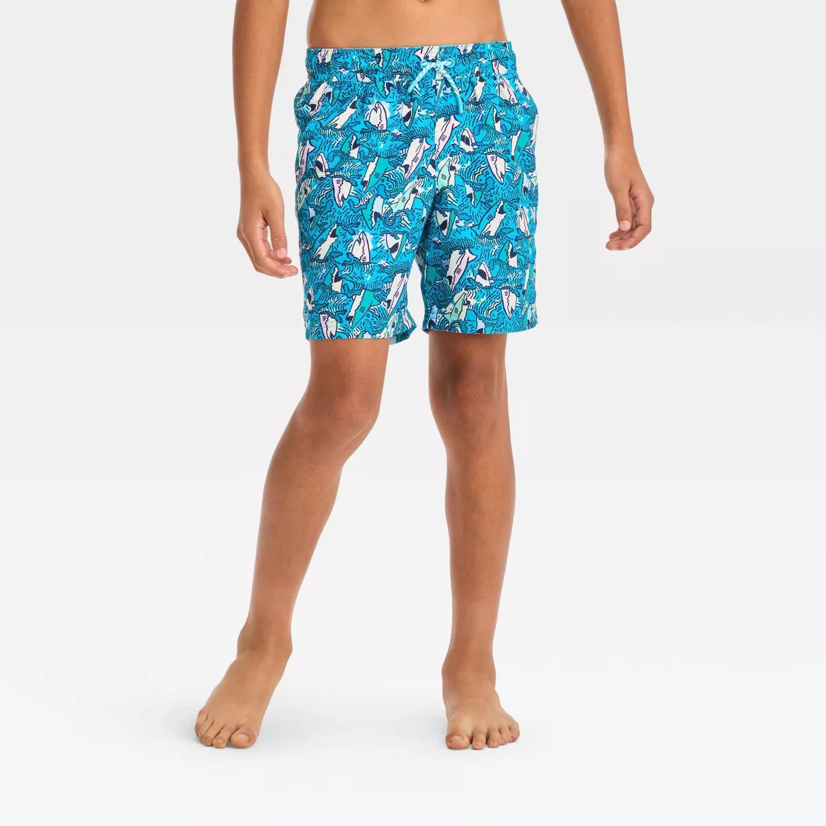 Boys' Shark Printed Swim Shorts - Cat & Jack™ Blue | Target