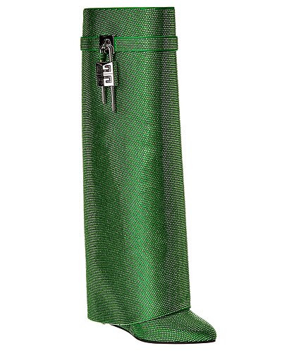 Shark Lock Satin Knee-High Boot | Gilt & Gilt City