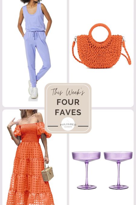 My 4 faves! #strawbag #lavender #coupeglasses #orangedress #tiktokdress

#LTKunder50 #LTKhome #LTKitbag