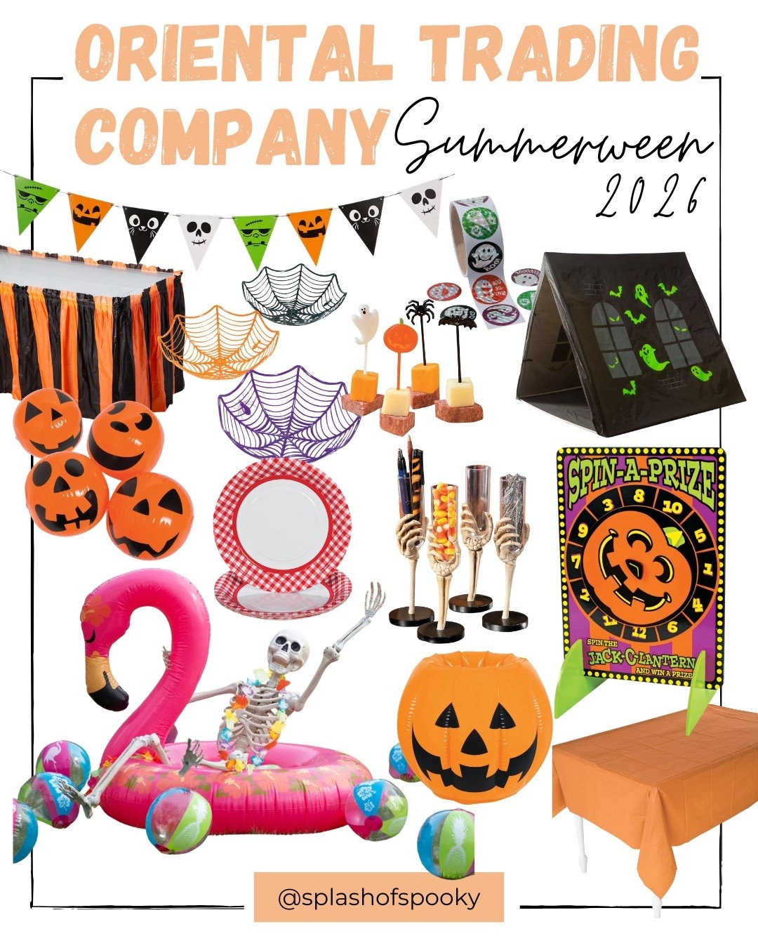 Your spooky #OTCPartner reporting for duty to bring you Summerween party essentials. 🎃🏖️

Oriental Trading has everything you need for a summer party perfect for all those Halloween lovers in your life. There’s no need to pack away your skeletons, they make for great decor — just add a giant pink flamingo and a lei. 

I set my table with a mix of traditional Halloween party pieces and trendy Summerween items. The giant jack-o-lantern cooler is definitely a wow factor. And when the sun isn’t out shining, the haunted tent glows in the dark!

#LTKSeasonal #LTKHome #LTKKids