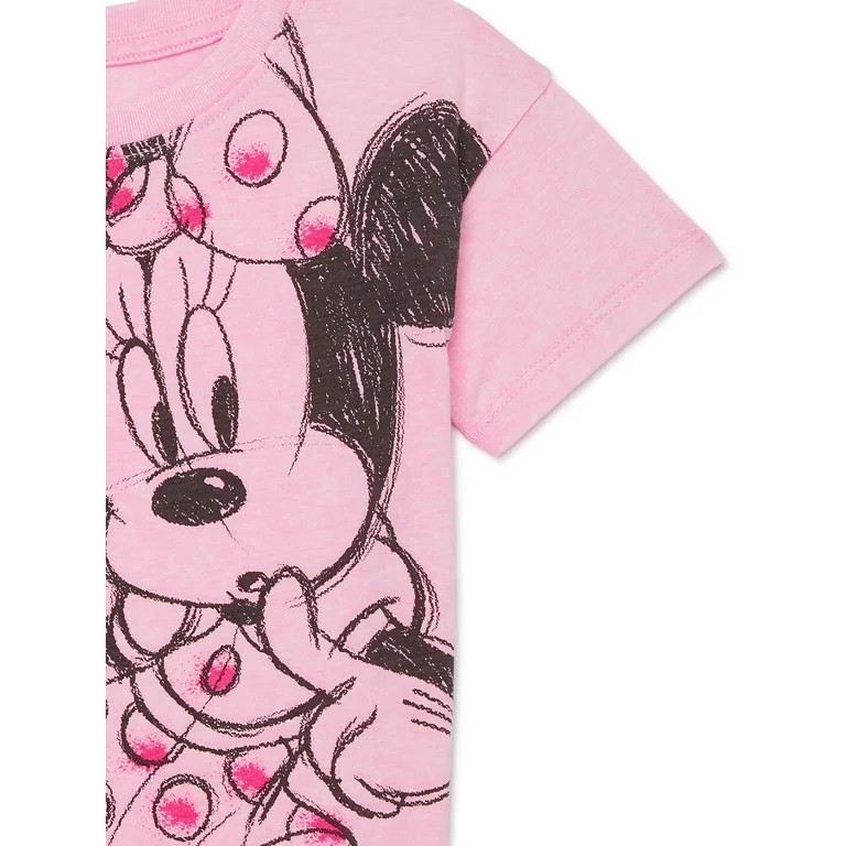 Minnie Mouse Toddler Girls Short Sleeve Crewneck T-Shirt, Sizes 12M-5T | Walmart (US)