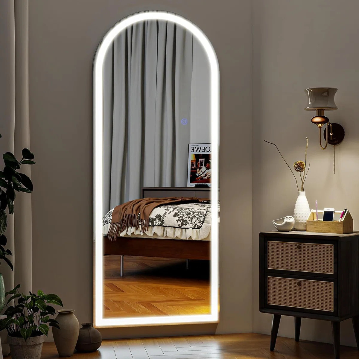Arched LED Mirror Full Length  With Light, Wall Mounted Full Body For Bedroom/Dressing Room, 3 Co... | Wayfair North America
