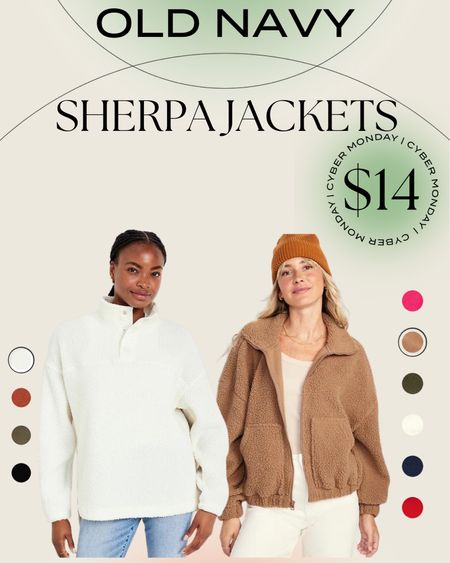 Old Navy has $14 Sherpa Jackets Today! 

#LTKCyberWeek #LTKsalealert #LTKGiftGuide
