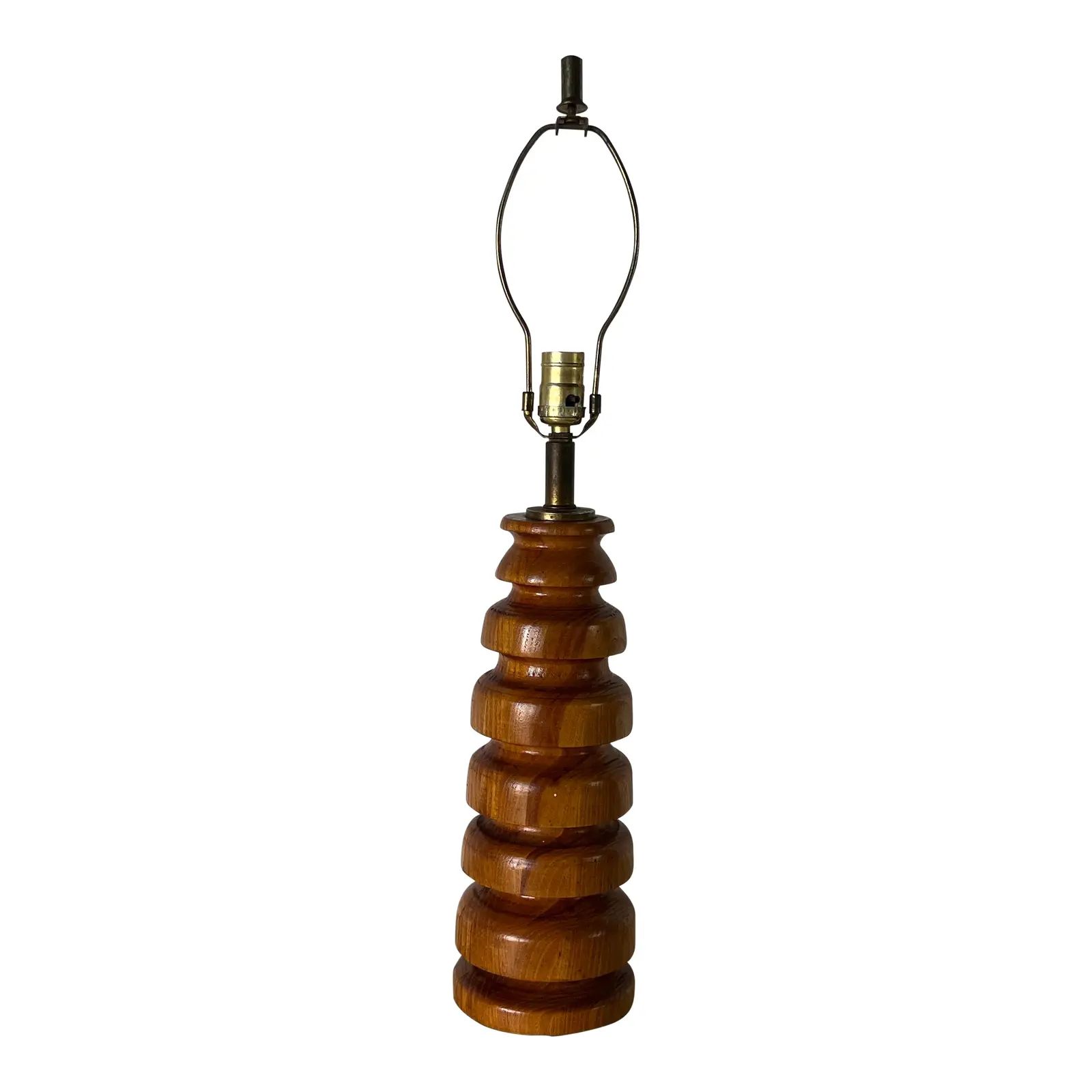 Mid-Century Turned Wood Table Lamp. | Chairish