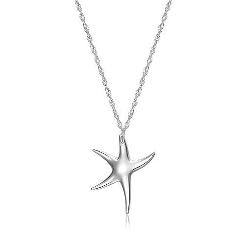 MORGAN & PAIGE .925 Sterling Silver Platinum Plated Starfish Pendant Necklaces for Women - Hypoal... | Amazon (US)