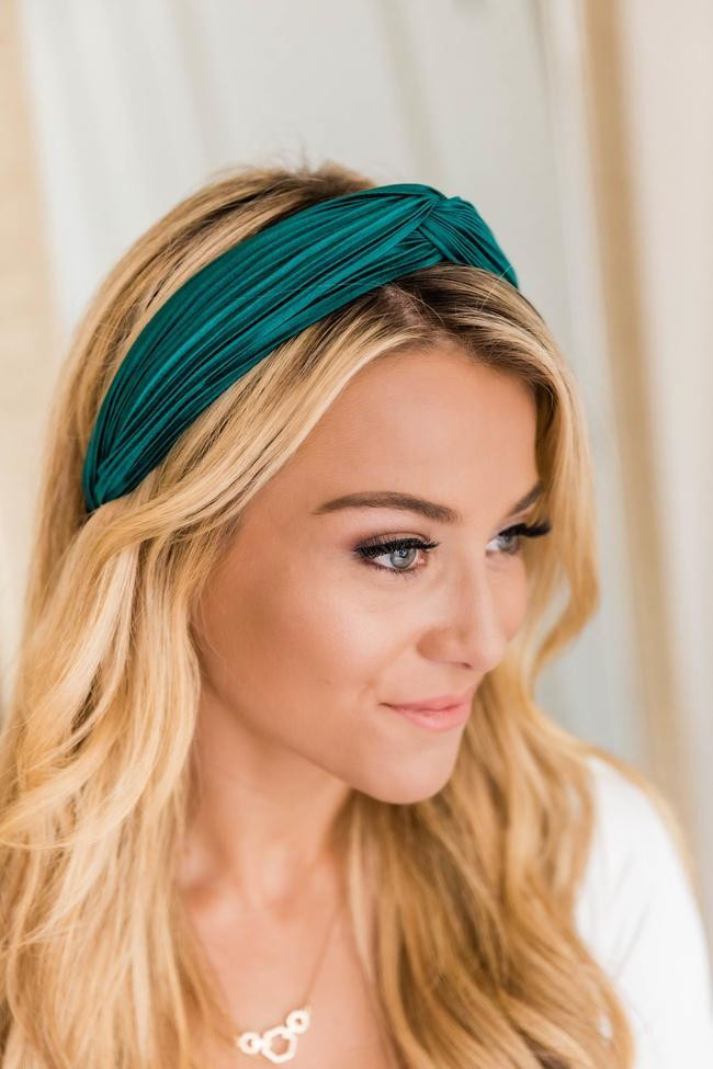 A Grand Affair Pleated Headband Green | The Pink Lily Boutique