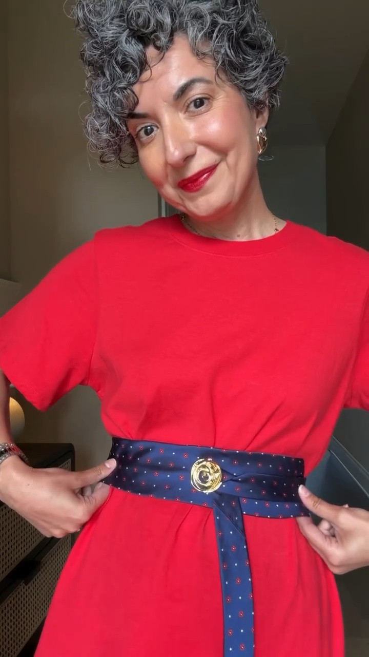 Tie/Belt Hack - linking my dress and brooch here. Wearing a large tall in dress.