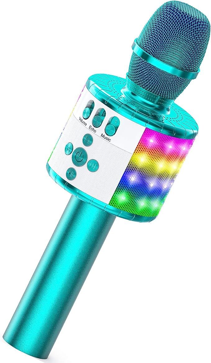 BONAOK Wireless Bluetooth Karaoke Microphone with Controllable LED Lights, 4-in-1 Portable Handhe... | Amazon (US)