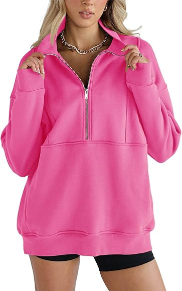 Women's Half Zip Sweatshirts Fleece Stand Collar Long Sleeve Thumb Hole Oversized Pullovers with ... | Amazon (US)