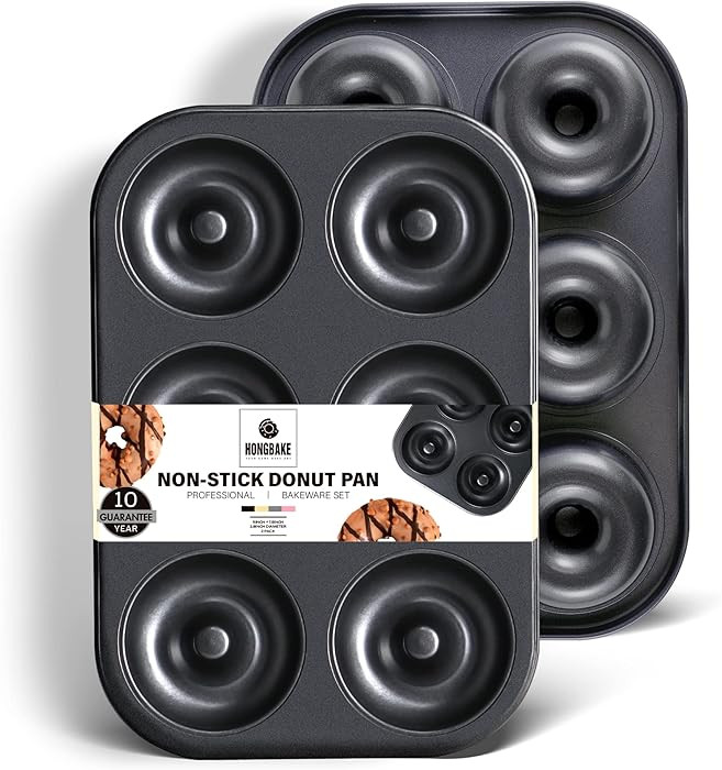 HONGBAKE Donut Pan For Baking, Upgraded Deepened Doughnut Tray, 2 Pack 6 Cavity Mini Bagel Mold f... | Amazon (US)