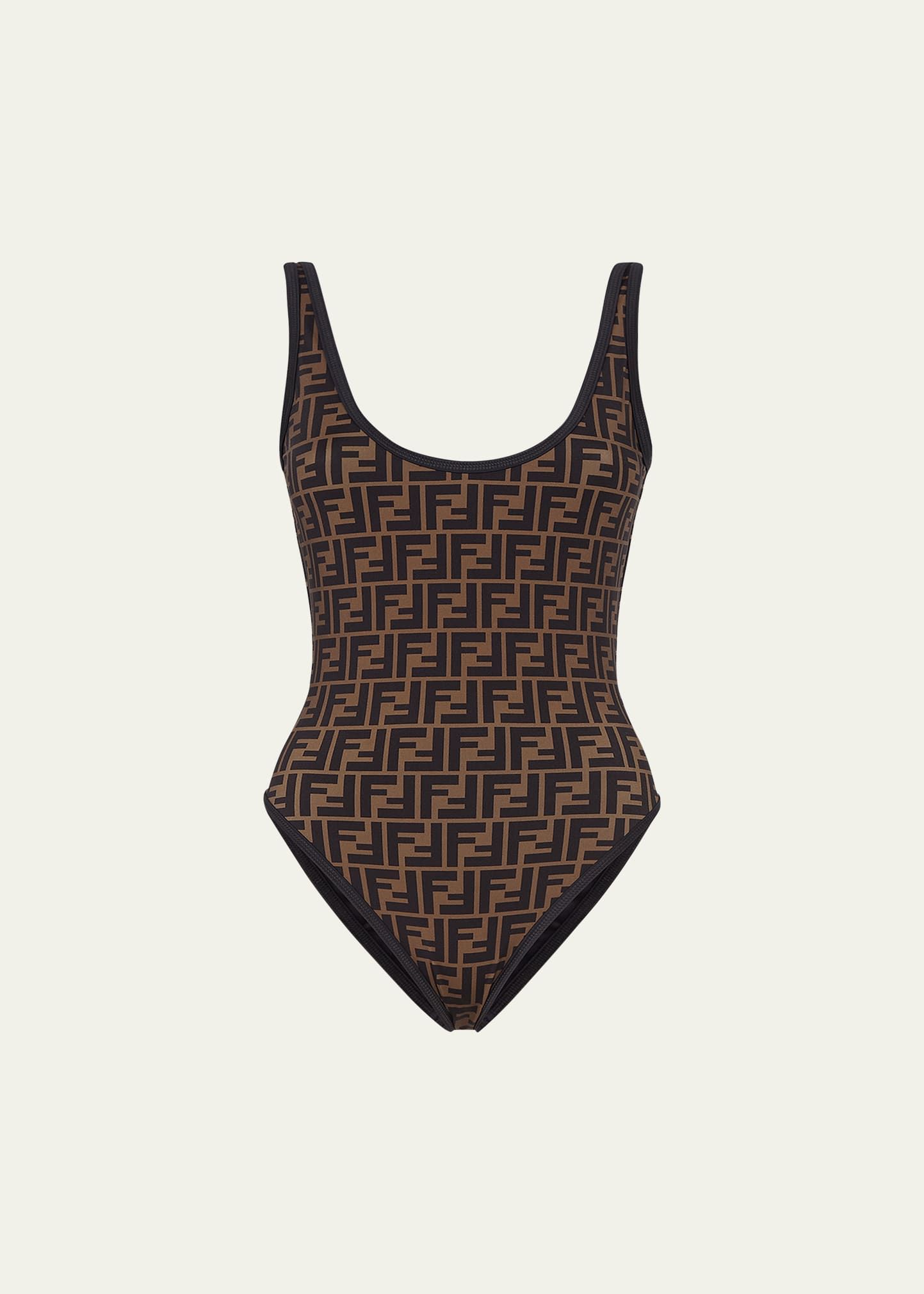 Fendi FF Logo Scoop-Back One-Piece Swimsuit | Bergdorf Goodman