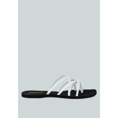 Rag & Co Womens SWEETIN White Strappy Flat Slip On Sandals 9.5 | Target