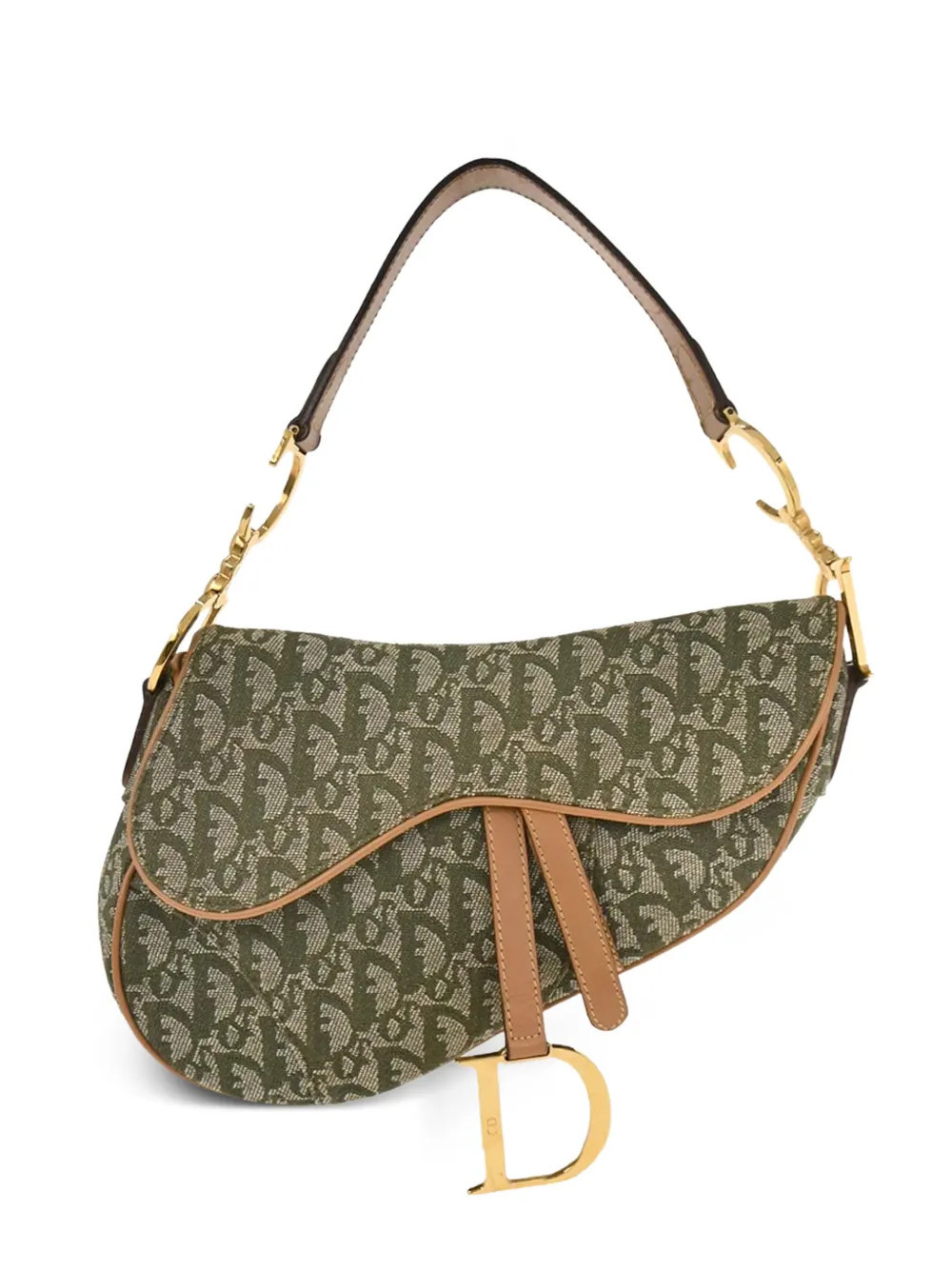 Christian Dior Pre-Owned 2001 Saddle Trotter canvas handbag - Green | Farfetch Global