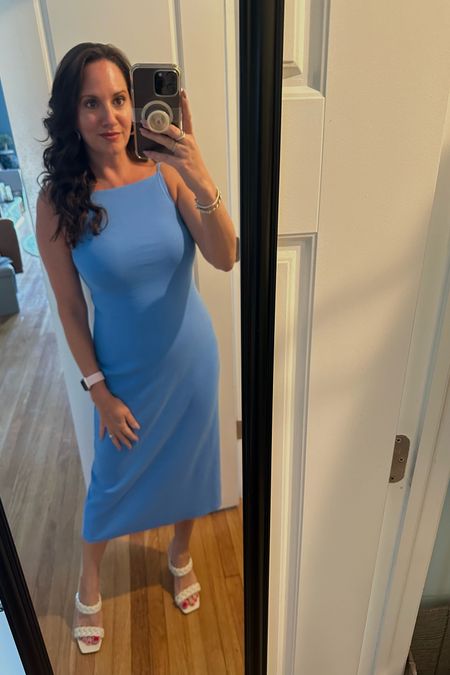 This #OldNavy dress is such a gorgeous color and amazing quality for the price!! Sadly the blue looks sold out but there a few other colors available 💙🩵 #dress #bridalshower #weddingguest

#LTKStyleTip #LTKWedding #LTKFindsUnder50