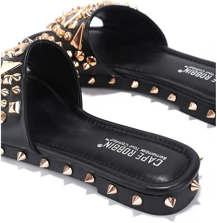 Cape Robbin Tonie Sandals Slides for Women, Studded Womens Mules Slip On Shoes | Amazon (US)