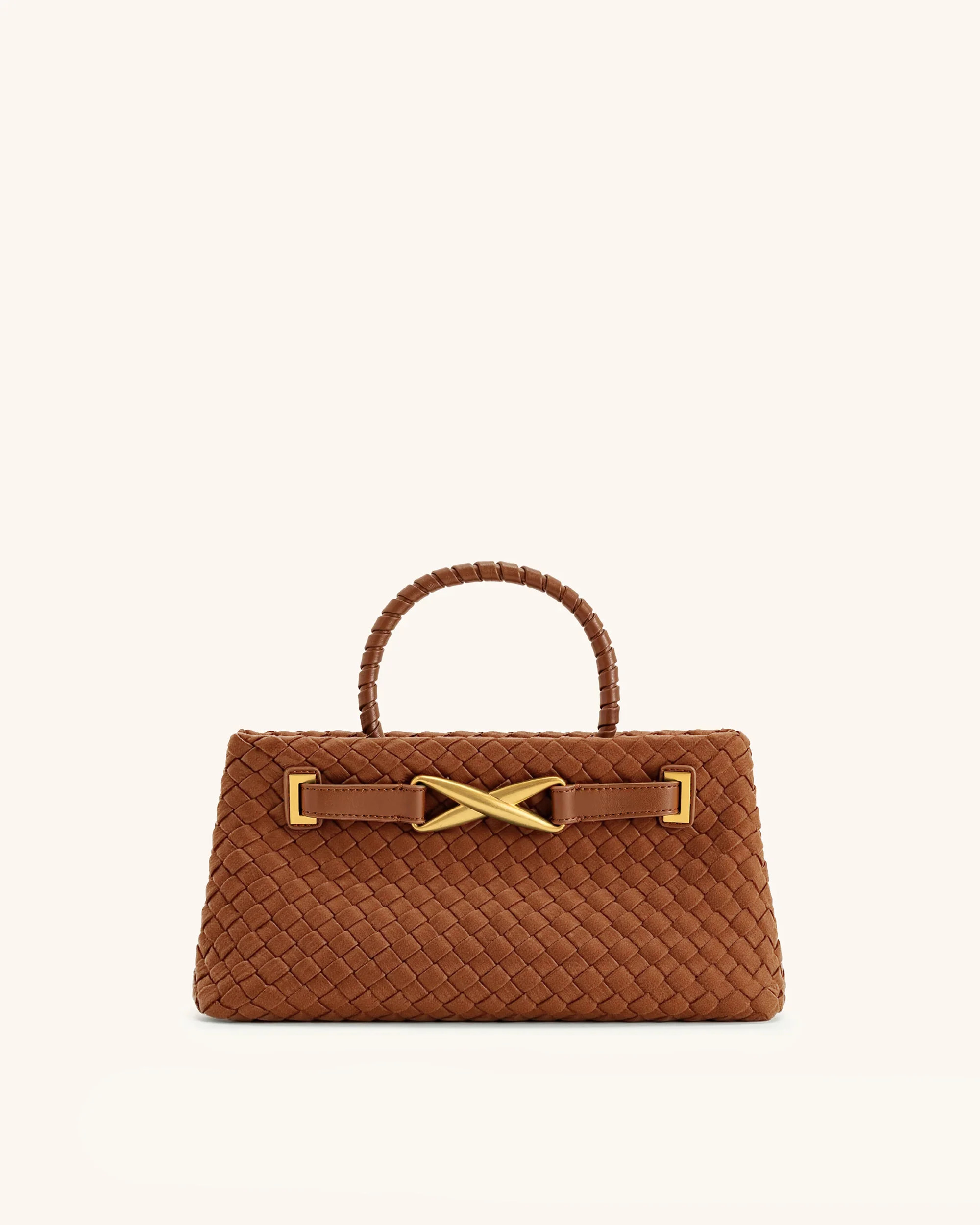 Elora Faux Suede Woven Tote Bag - Brown | JW PEI US