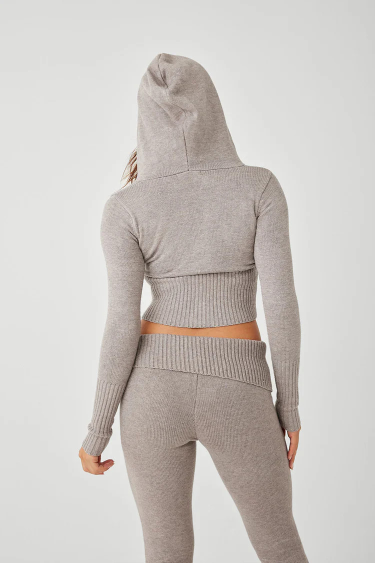 Aimee Cloud Knit Zip Up Hoodie - Black | Frankies Bikinis