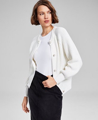 Women's Faux Pearl-Button Cardigan Sweater, Created for Macy's | Macy's