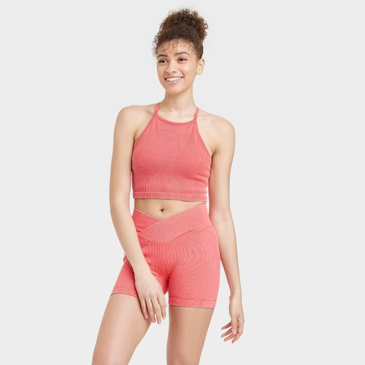 Women's Ribbed Seamless High Neck Bra - JoyLab™ | Target